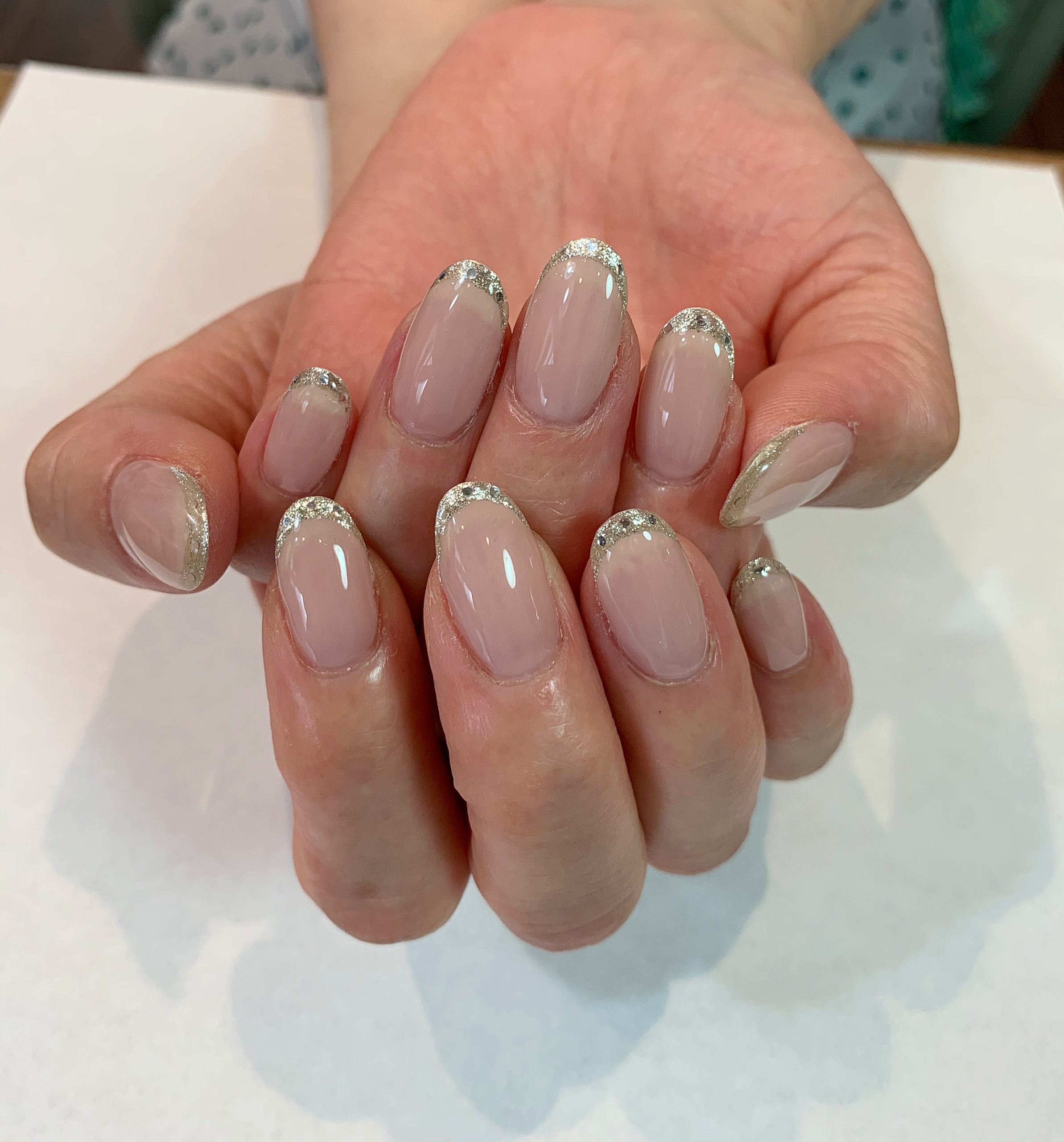 スキニーフレンチ バーチャルフレンチ ラメホロフレンチ ヌーディーネイル 門真市のネイルサロン Kiko Nail