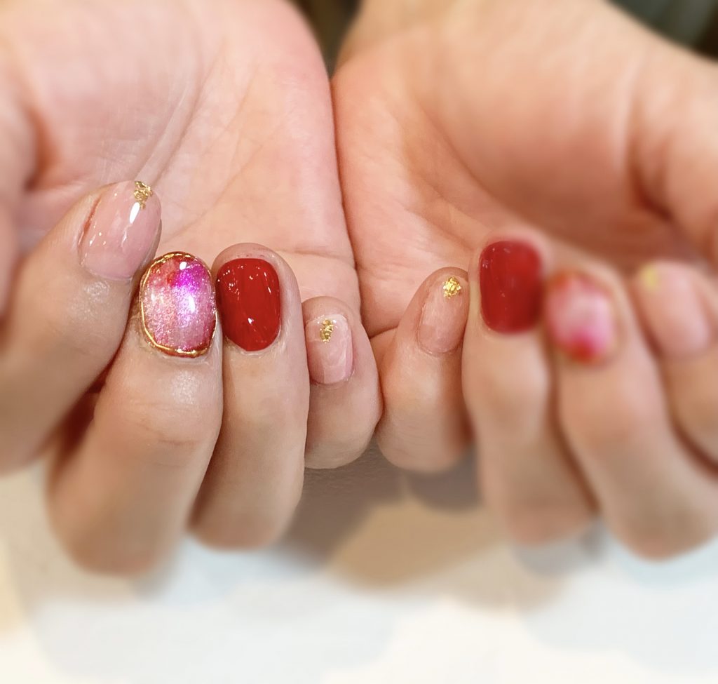 天然石風 マグネット インクネイル シアーカラー 門真市のネイルサロン Kiko Nail