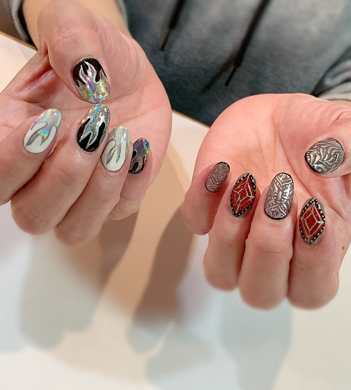 ファイヤーネイル メタリック ボヘミアン柄 門真市のネイルサロン Kiko Nail