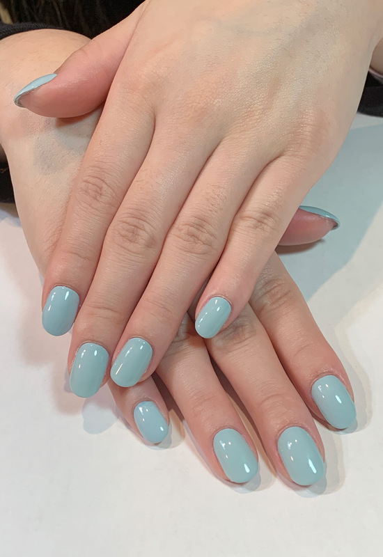 ワンカラーネイル くすみブルー 門真市のネイルサロン Kiko Nail